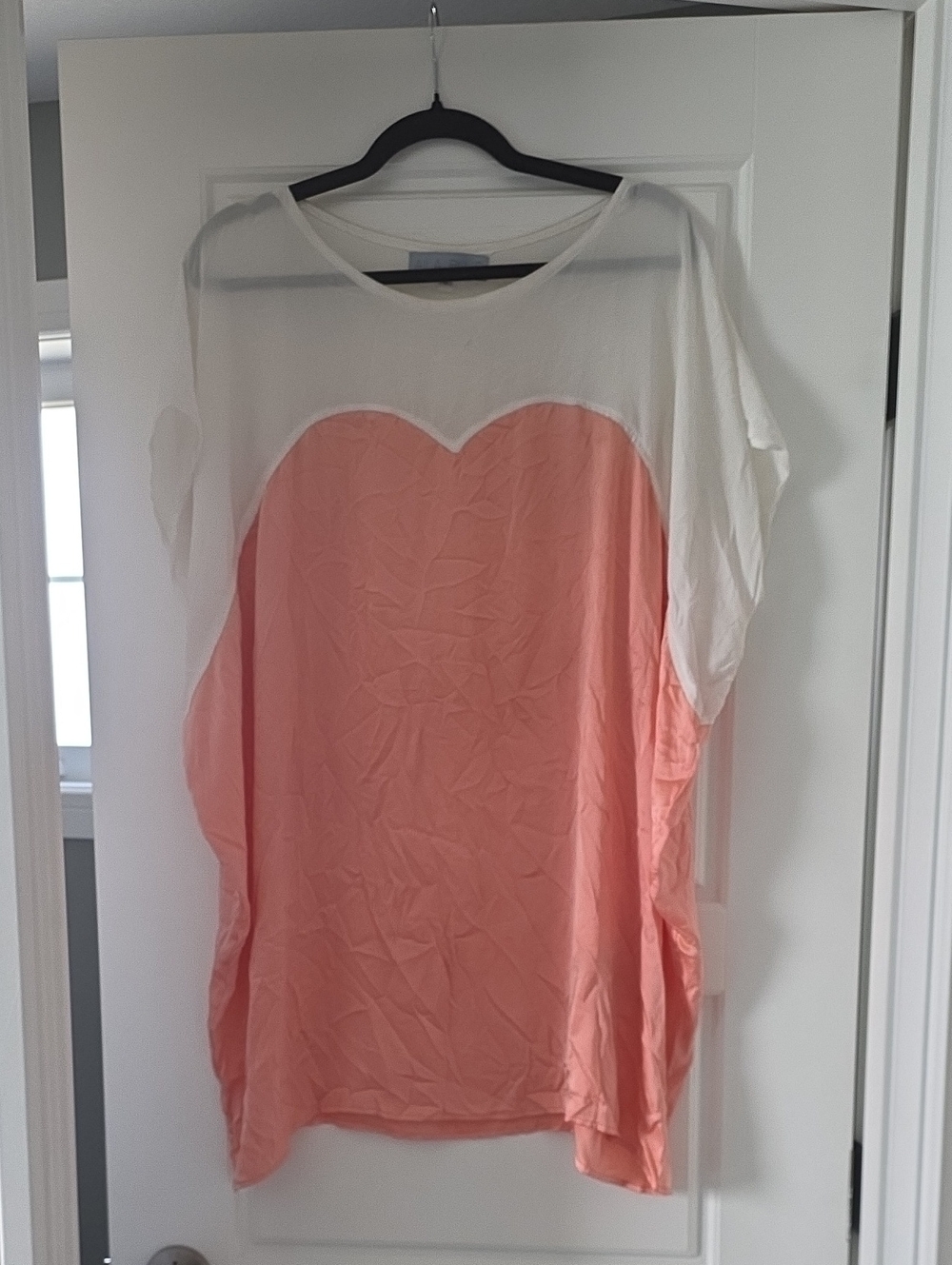100% Silk White and Coral Mini Dress with Heart Detail
